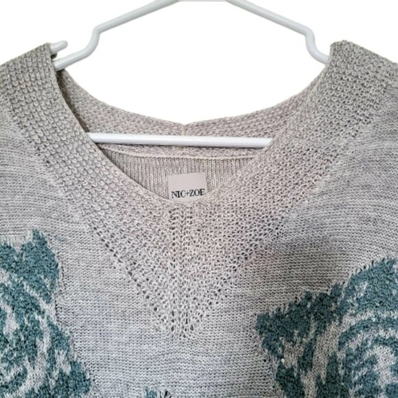 Nic+zoé  Nwot short  dolmam sleeve, Metallic thread an sequins on the flowers - Picture 2 of 5